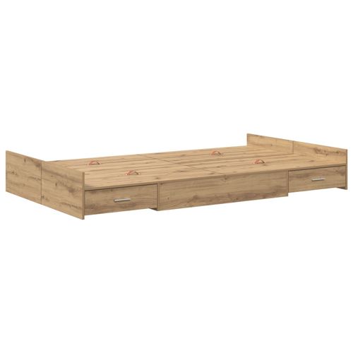 Vidaxl Cadre De Lit Avec Rangement Chêne Artisanal 120 X 190 Cm