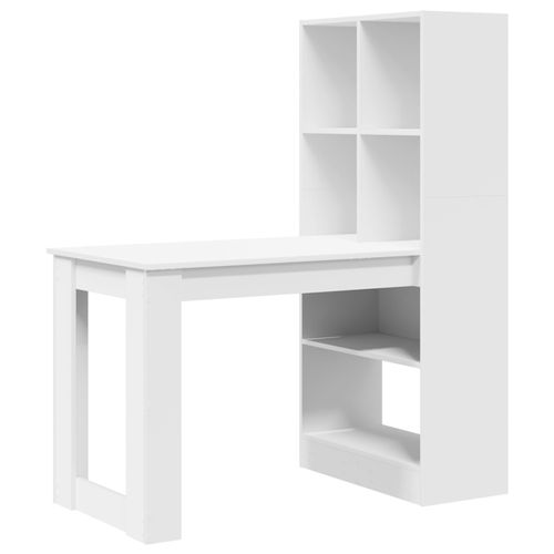 Vidaxl Bureau Avec Étagère Avec Stockage Blanc 122 X 67 X 145 Cm