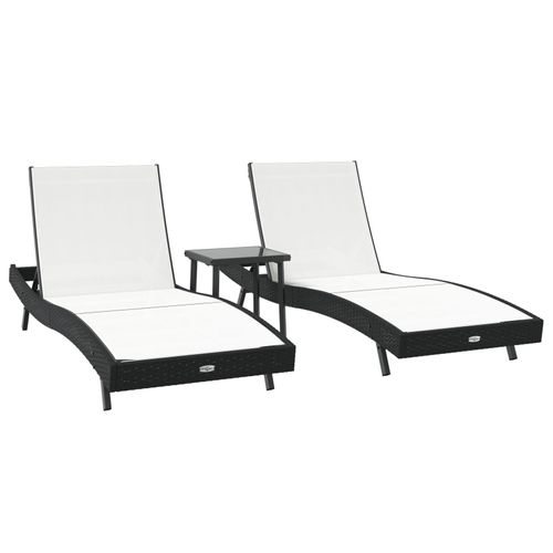 Transats 3 Pcs Noir Et Blanc 40 X 40 X 40.5 Cm Poly Rotin