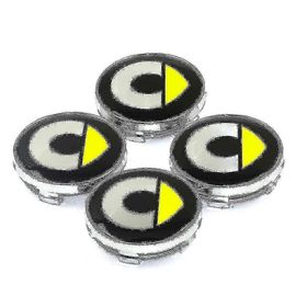 60mm Pour Benz Smart Fortwo 451 453 Forfour 450 452 454 Cabrio Roadster Voiture Emblème Moyeu Centre De Roue C (Argent Jaune Yalo