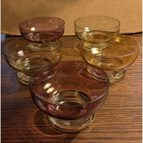 Lot De 5 Coupelles En Verre Iridescent Arlequin Vintage