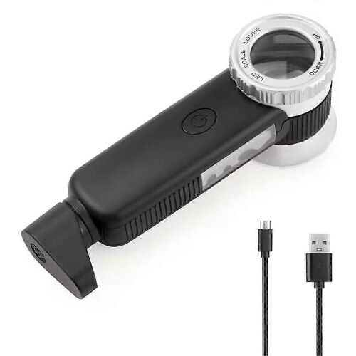 Loupe De Bijoux 30x Avec 7 Lumières,Loupe Portable Pliable Rechargeable Par Usb Avec Appra De Jade