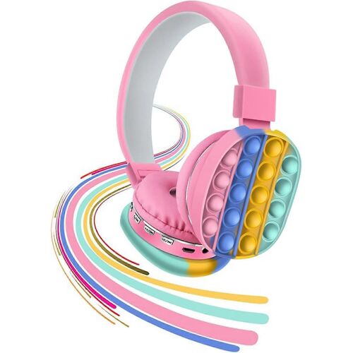 Casque Bluetooth avec pop bubbles,silicone push et pop Fidget jouet casque stéréo couleur