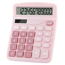 Calculatrice de bureau de base à double alimentation (rose)