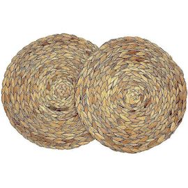 2 Pcs Napperon Tissé,Set De Table Tissé En Jacinthe Naturelle,Set De Table Rond En Rotin Tissé,Pour La Partie Cuisine