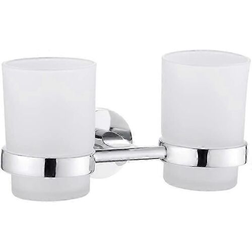 Porte-brosse à dents double Brosse à dents chromée murale Gobelet porte-gobelet Support rond pour toilettes,toilettes,salle de bain