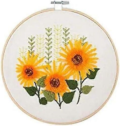 Stamped Embroidery Kit.For Diy Beginner Stitch Kit Pour L'artisanat D'art Couture Pratique,Y Compris Le Tissu De Broderie À Motif De Couleur,Le Cerceau À Broder,La Couleur