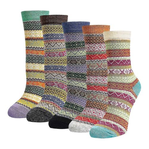 5 Paires De Chaussettes En Laine Mérinos Femmes Épaissir Thermique Tricot Ras Du Cou Dames Chaussette Pour La Randonnée Randonnée Randonnée Escalade Hiver