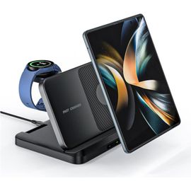 Subzonal-Station De Charge À Induction Pliable Samsung 3-En-1, Station De Charge Sans Fil, Chargeur Sans Fil Multifonction, Compatible Avec Samsung S24/S23/S22/Z Flip 5/4/Z Fold 5/4/Watch 6/5/4 Et Ga