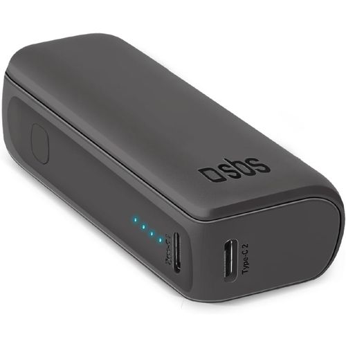 Subzonal-Sbs Powerbank Compact 5000mah Chargeur Portable 10w Charge Rapide Chargeur Pour Smartphone Android Et Iphone Transportable En Avion, 1 Port Usb-C Et 1 Usb-A, Câble De Charge Inclus