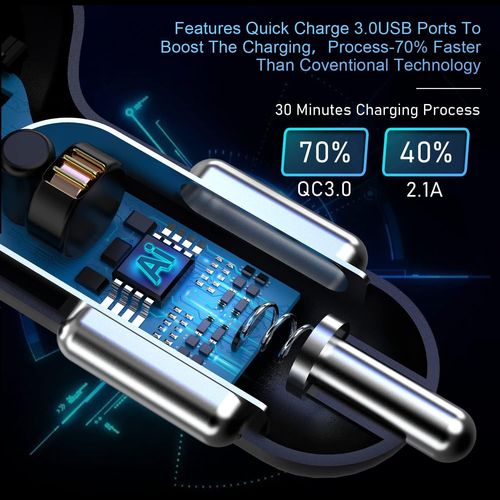 Chargeur De Voiture Allume Cigare Usb 4 Ports, Adaptateur De Chargeur Rapide Compatible Avec Iphone, Ipad Samsung, Huawei, Xiaomi, Tablette