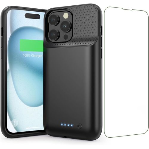 Kalanka-Coque Batterie Pour Iphone 15 Pro Max¿Charge Rapide 15w & Puissant 8600mah¿ Coque Rechargeable Batterie Externe Chargeur Portable Coques D'alimentation Pour Iphone 15 Pro Max (6,7 Pouces) - N