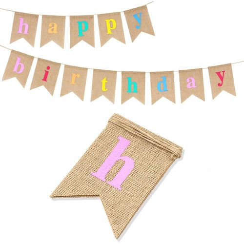 Banderole Anniversaire Jute Happy Birthday Banderole Guirlande Joyeux Anniversaire pour Décorations de Fête d'anniversaire.[Y157]