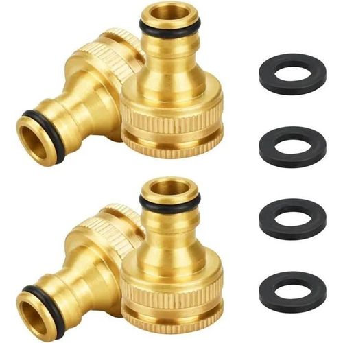 EMAGEREN 4 Pcs Raccord Tuyau Arrosage en Laiton Adaptateur Tuyau Robinet Filete Adaptateur Robinet Embout Arrosage Anti-rouille Faci