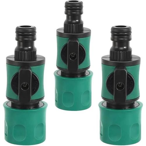 XIAQICA 3 Pieces Raccord Tuyau D'arrosage avec Vanne de Regulation 15mm Adaptateur Robinet Tuyau Arrosage Raccord Rapide Arrosage po