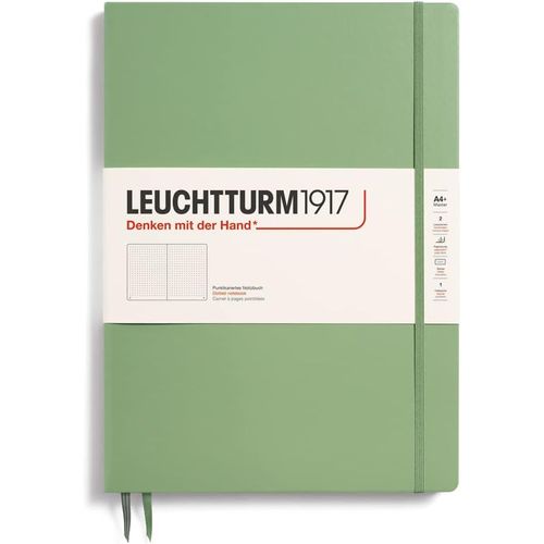 Patq-363920 Carnet Master Slim (A4+), Couverture Rigide, 123 Pages Num¿¿Rot¿¿Es, Sauge, Pointill¿¿