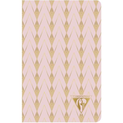 193496c-Un Carnet Piqué Cousu Fil Couleur Rose Poudré-9x14 Cm 96 Pages Lignées Papier Ivoire 90g-Couverture Carte Pelliculage Mat Collection Neo Deco Printemps-Été