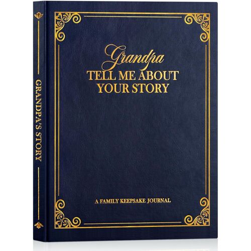 Papy Raconte Moi Ton Histoire,Grand-Père Livre D'histoire De La Vie Avec 270+ Questions,Grandpa Life Story Journal Intime Pépé Souvenirs,Fête Des Pères Anniversaire Cadeau,Bleu,Anglais