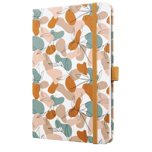 Jn359 Jolie Carnet De Notes,Summer Linear Leaves,Ligné,13,5 X 20,3 Cm,Couverture Rigide,174 Pages,Brun,Menthe,Rose