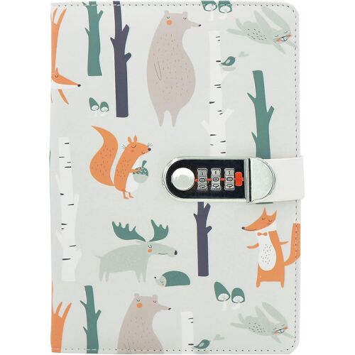 Carnet De Note,A5 Cahier Journal Bloc-Notes (Motif Animal De Dessin Animé),Cuir Pu Écriture Carnet Avec Serrure Pour Bureau Scolaires Étudiant Papeterie Cadeau D'anniversaire,215x145mm.[M368]