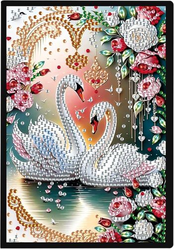 Carnet De Notes 5d Diy Peinture Diamant Broderie Diamant Carnet De Notes A5 À Couverture Rigide Diamond Painting Carnet De Croquis De Cygne Bloc Notes A5 Strass Paysage De Cygne
