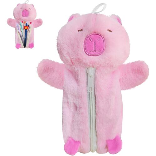 Trousse À Crayons En Peluche,Trousse À Crayons Pour Papeterie,Unisexe,Grande Capacité,Trousse À Cosmétiques,Trousse À Crayons,Cadeau Scolaire Pour Enfants,Rose,Mignon