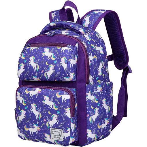 Cartable Fille Primaire Dokeno Violet - Sac à Dos Nylon Imperméable 7 Compartiments