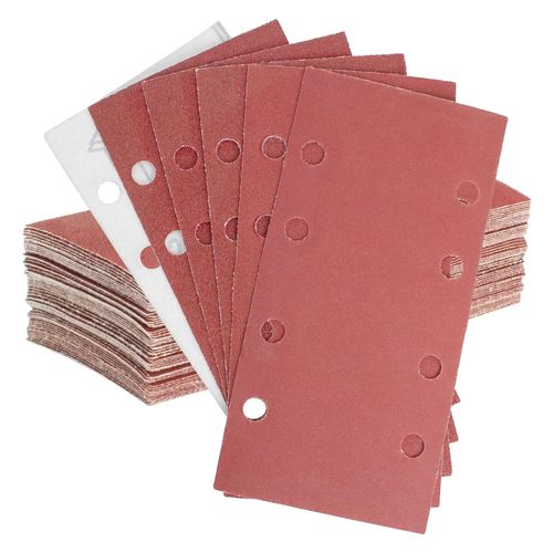 Abrasives pour Ponceuse Vibrante 93x185mm 8 Trous Grain 60 50pcs - Papier de Verre pour Ponçage Peinture Bois Métal