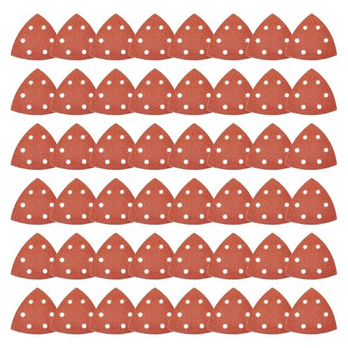 Ponceuse delta Papier abrasif Ponceuse triangulaire, 60 feuilles de papier abrasif pour ponceuse triangulaire, papier abrasif auto-agrippant, grain 60, pour 6 trous ponceuse triangulaire