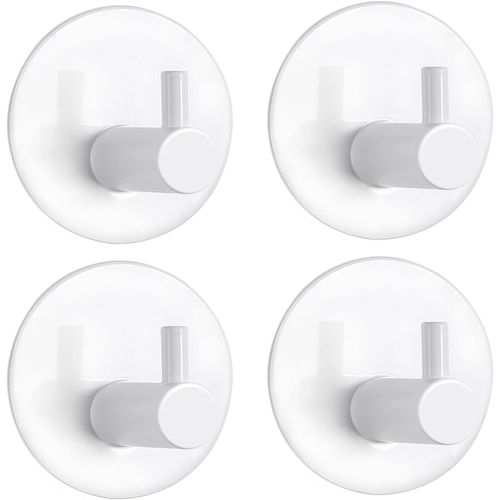 Tianyi-Crochet Adhésif, Crochet Mural De Salle De Bains En Acier Inoxydable, Porte Serviette Auto-Adhésifs Pour La Cuisine, Le Salon Et Le Bureau, Anti-Rouille Et Étanche (Blanc 4pcs)
