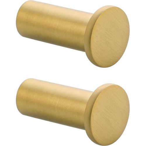 Crochets à Visser Patère Murale Ronde 45mm, Crochets Muraux en Acier Inoxydable, Robuste Patère pour Salle de Bain Chambre Cuisine Entrée, Accroche Serviette, 2 Pcs Doré