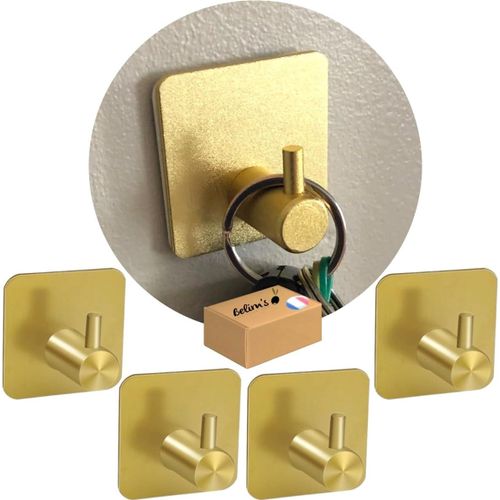 Tianyi-Crochet Adhésif Mural Dore Accroche Serviette Salle De Bain Wc Porte Serviette Patere Adhésive Cuisine Porte Torchon Auto-Adhésif Puissant Support Autocollant Attache Sans Percer (Or Gold)