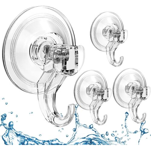 KALANKA-Lot de 4 ventouses avec crochet pour maison, salle de bain, douche, cuisine, maison, verre, crochets pour rideaux pour carrelage, porte douche à suspendre 5 kg transparent