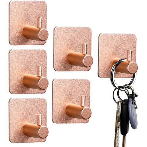 Tianyi-5 Pièces Crochet Adhésif 3m, Crochet Adhesif Mural Salle De Bain Crochets Adhesifs Muraux Rose Imperméable Antirouille Porte Serviette Pour La Cuisine, Le Salon Et Le Bureau