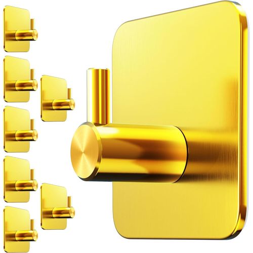 Lot de 6 crochets porte-serviettes sans perçage - Blanc - Sans perçage - Pour une fixation solide - Crochets adhésifs en acier inoxydable - Crochets adhésifs solides pour salle de bain