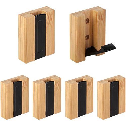 TIANYI-Porte Manteau Mural 6 Pcs Bambou Crochet Pliable Pour Suspendre Écharpes, Sacs à Main et Autres
