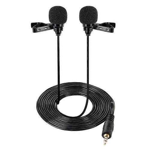 Filaire Lavalier Microphone à condensateur Double tête Microphone deux personnes en direct Téléphone portable K Song Microphone, spécification : 515PU Sac