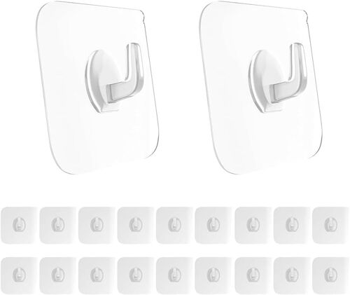 Crochet Adhesif Mural¿20 Pièces Crochets Adhesifs Transparent Auto Adhesif¿Pour Accroche Salle De Bain,Cuisine,Plafond,Accrocher,Mural,Porte,Peignoirs,Porte Serviette¿Crochet Mural