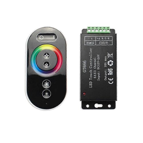 Gt666 Rgb Led Led Strip Controller Sans Fil Rf Touch Remote Dc 12v 24v 18a 3 Canaux Lumières Ruban Dimmer Switch