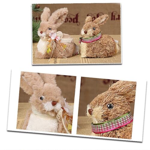 Figurine de lapin de Pâques réaliste et durable écologique - Décor de quenouilles