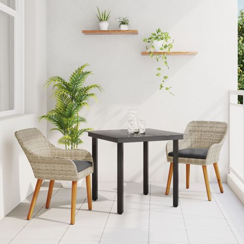 Vidaxl Ensemble De Salle À Manger 3 Pcs Gris Clair Et Noir Moyen
