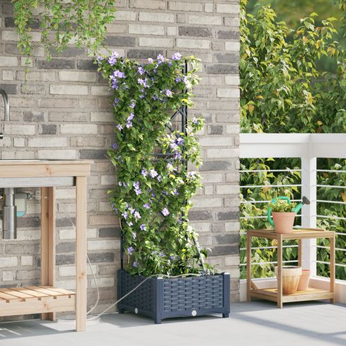 Vidaxl Cache-Pot De Jardin Treillis Gris 40 X 40 X 126cm Plastique