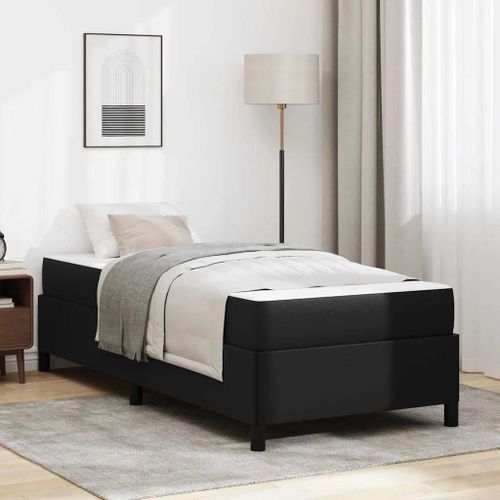 Vidaxl Cadre De Lit Avec Matelas Noir 100 X 200 Cm Faux Cuir
