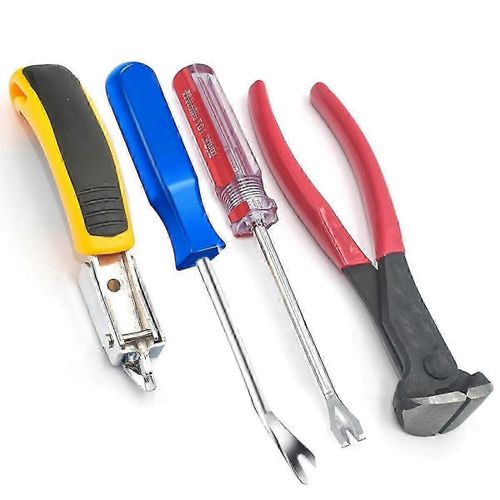 4pcs Agrafe Dissolvant -Extracteur De Clous Ensemble D'outils Extracteur De Clous Pince,Extracteur D'agrafes,-Lifter,Attacher Retirer