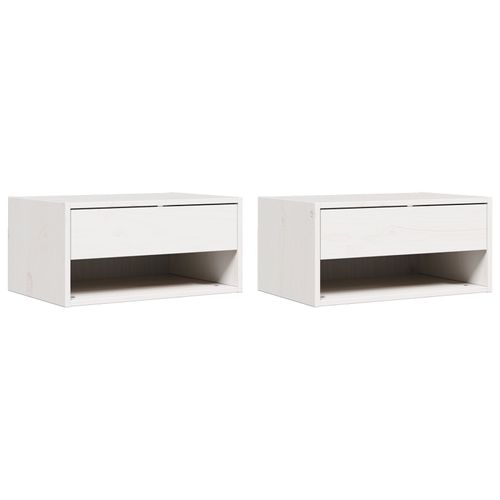Vidaxl Table De Nuit Murale Avec Tiroir 2 Pcs Blanc 50 X 32,5 X 24 Cm