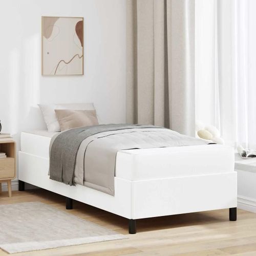 Vidaxl Cadre De Lit Avec Matelas Blanc 100 X 200 Cm Faux Cuir