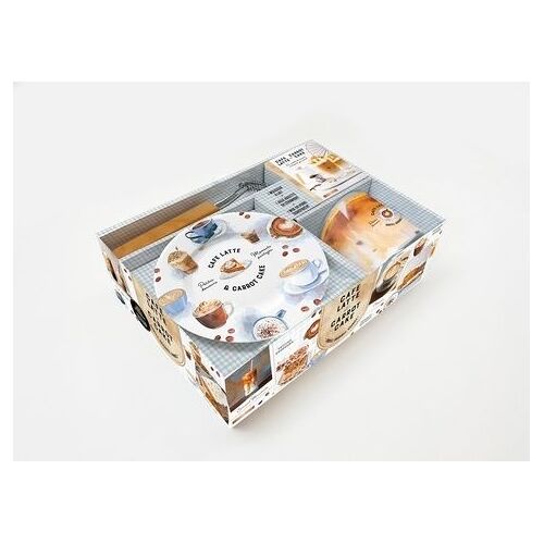 Café Latte Et Carrot Cake - Ce Coffret Contient : Une Assiette En Céramique, Un Mug En Verre, Un Mousseur À Lait Et Un Livret De 15 Boissons Et Pâtisseries