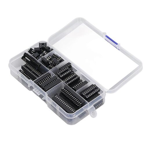 Kit d'assortiment de douilles de puce IC - 66 composants de circuit de broches plates en plastique isolés,tailles 6P-28P