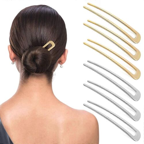 6 Pcs Épingle À Cheveux En Métal,Épingle À Cheveux Vintage En Forme De U Pour Cheveux Plus Longs Et Plus Épais,Fourchette En Métal Chignon Épingles À Cheveux En Métal,2 Couleurs 