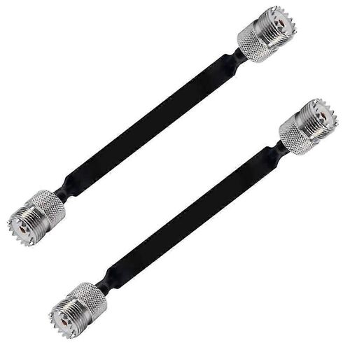 Paquet de 2 câbles coaxiaux RF de 40 cm Câble plat de passage de fenêtre/porte,SO239 UHF femelle à UHF femelle,50 ohm